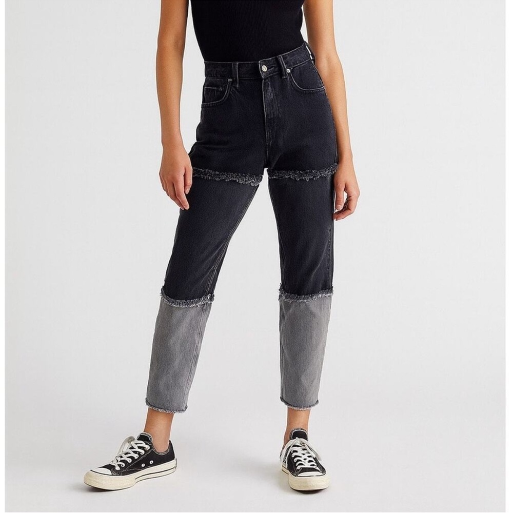 The Ragged Priest Stripe Panel Mom Jeans